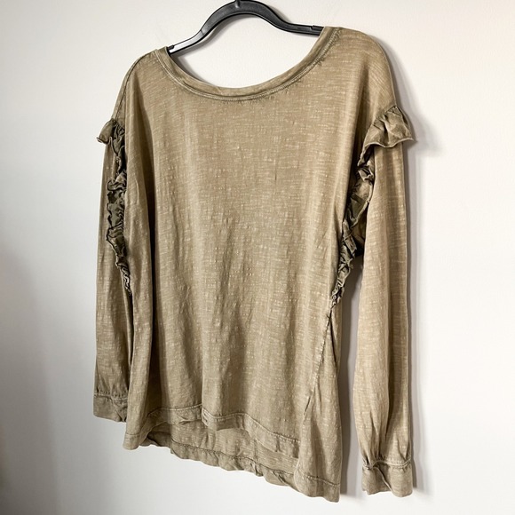Anthropologie Pilcro Ruffled Open Back Tunic Tee Top Moss Green Womens Medium - Picture 5 of 14